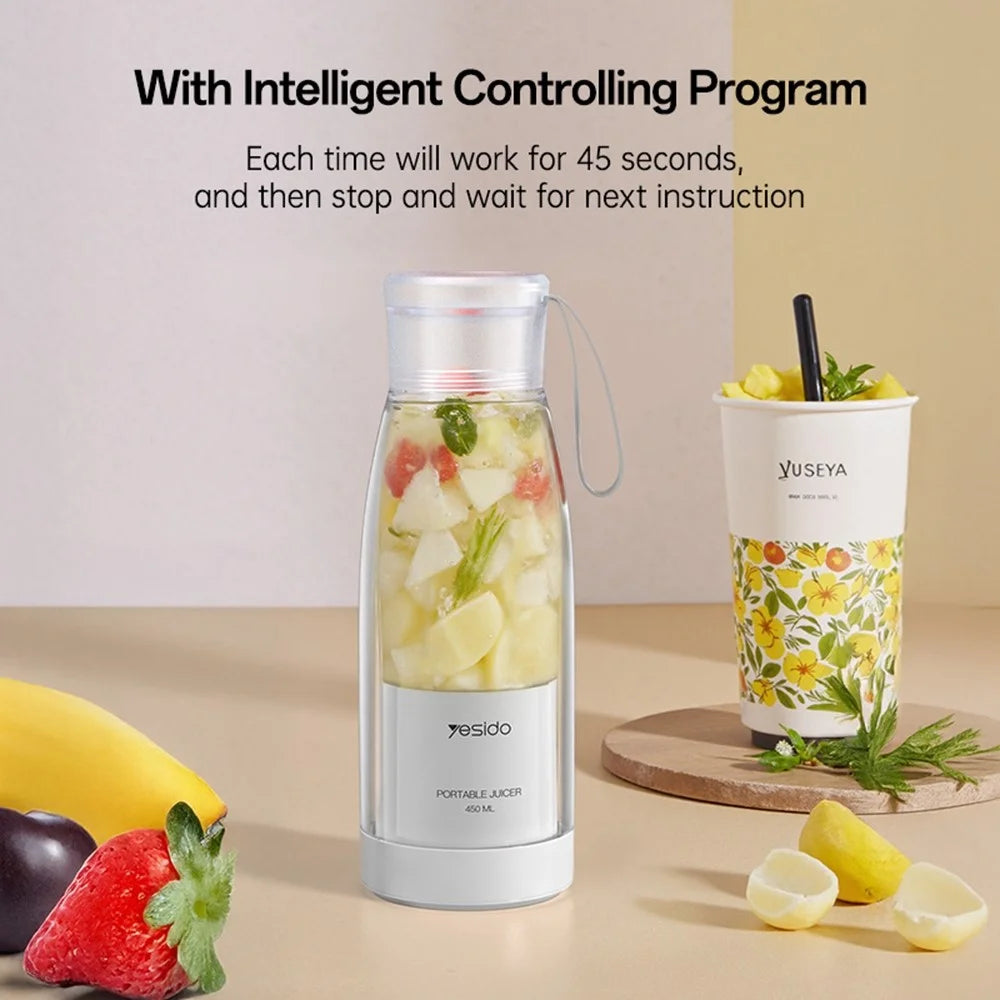 YESIDO EC17 450ml Portable Juicer 18500 RPM 80W Rechargeable 304 Stainless Steel Blender (BPA Free, No FDA) - 3