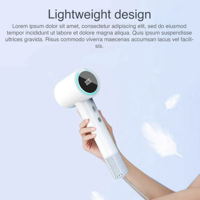 XM604 Bladeless High Speed Negative Ion Hair Dryer with LED Digital Display, EU Plug 1.8m Cable - White - 2