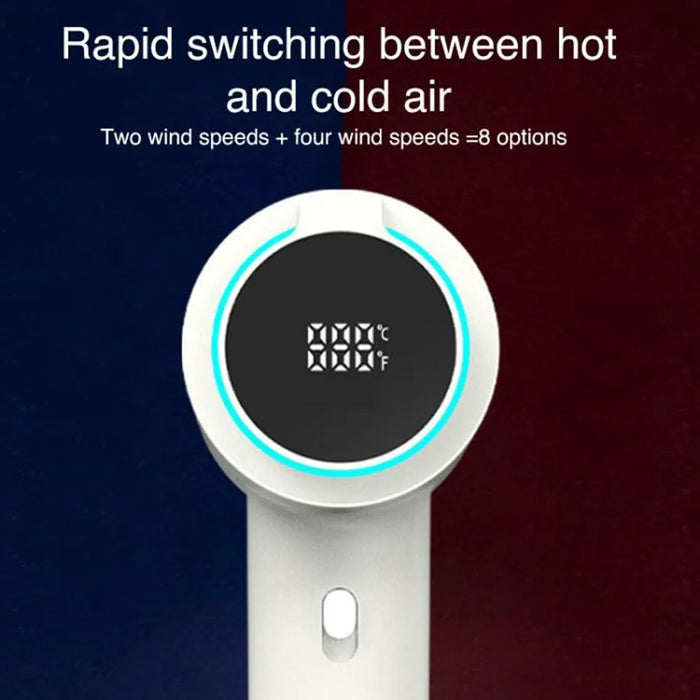 XM604 Bladeless High Speed Negative Ion Hair Dryer with LED Digital Display, EU Plug 1.8m Cable - White - 5