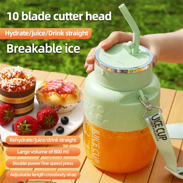 K2 800ml Mini Juicer Cup USB Rechargeable Portable Wireless Electric Fruit Blender (BPA Free, No FDA) - Green - 4