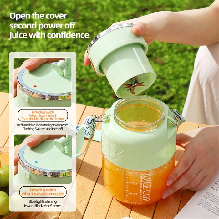 K2 800ml Mini Juicer Cup USB Rechargeable Portable Wireless Electric Fruit Blender (BPA Free, No FDA) - Green - 7