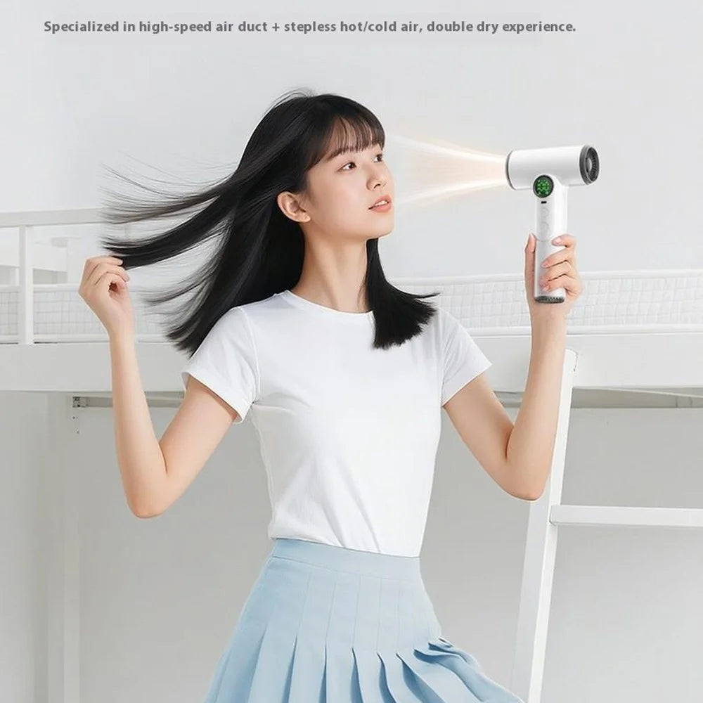 Wireless Hair Dryer Powerful Airflow for Dorm Students / Outdoor Travel Portable Blow Dryer - White - 6