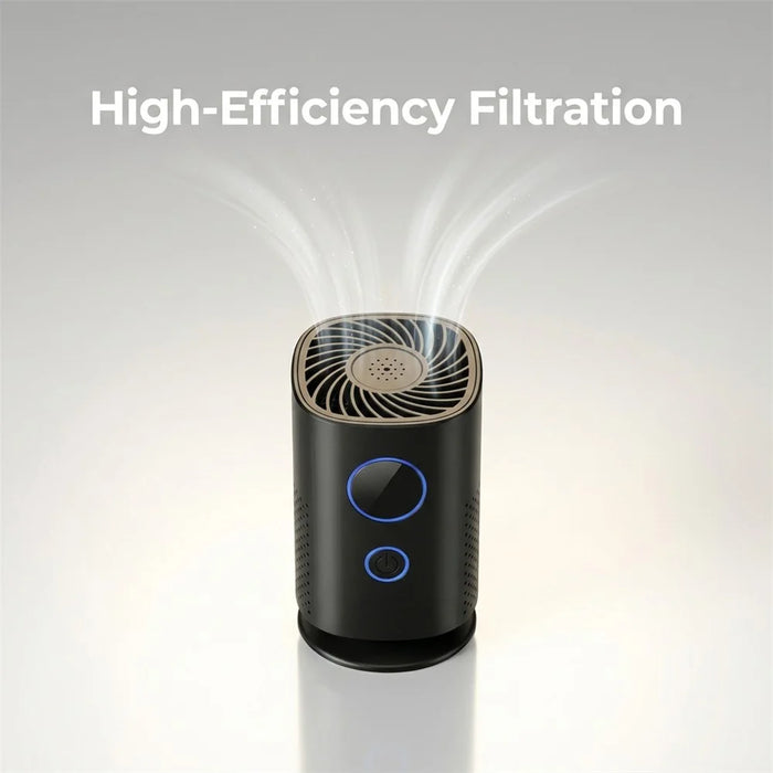 H1 Desktop Air Purifier Negative Ion HEPA Filter USB Rechargeable Air Purifier for Home Bedroom Car - Black - 3