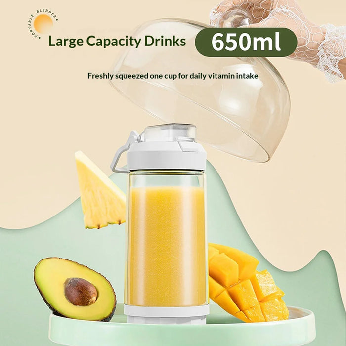 P2501R 650ml Juicer Rechargeable Ice Crusher Portable Wireless Blender for Travel Home (BPA Free, No FDA) - White - 7