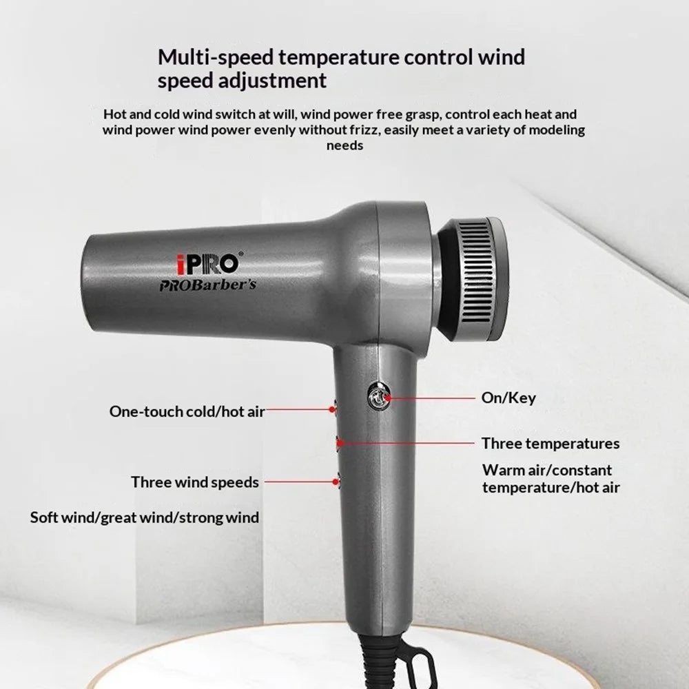 IPRO 110000RPM High Speed Hair Dryer 1600W Brushless Motor Fast Drying Blow Dryer - Grey - EU Plug - 3