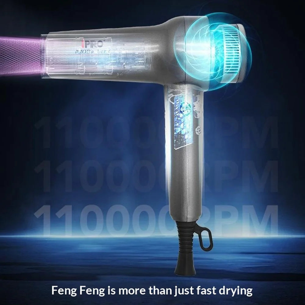 IPRO 110000RPM High Speed Hair Dryer 1600W Brushless Motor Fast Drying Blow Dryer - Grey - EU Plug - 5