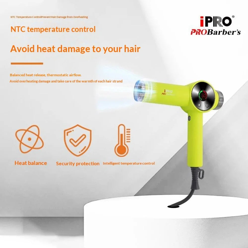 IPRO Brushless Motor Hair Dryer 110000RPM Professional High Speed Negative Ion Blow Dryer for Salon Styling - EU Plug  /  Green - 3