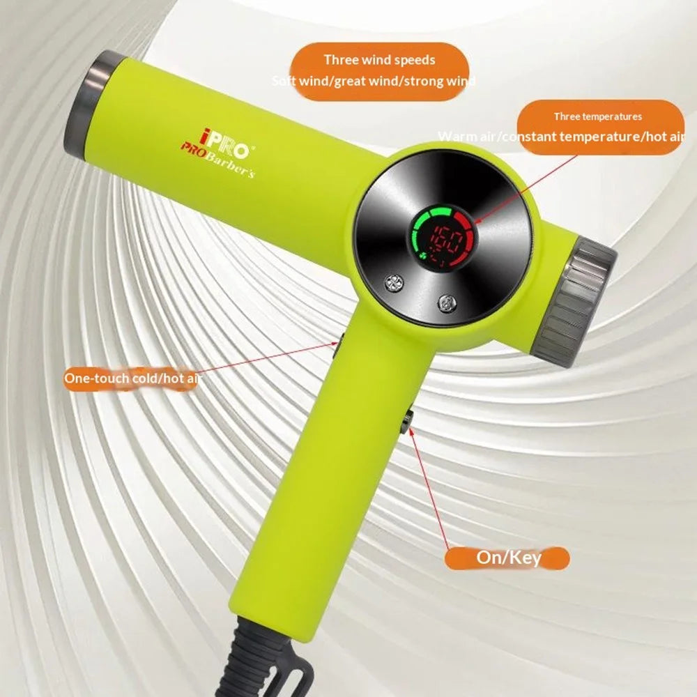 IPRO Brushless Motor Hair Dryer 110000RPM Professional High Speed Negative Ion Blow Dryer for Salon Styling - EU Plug  /  Green - 5