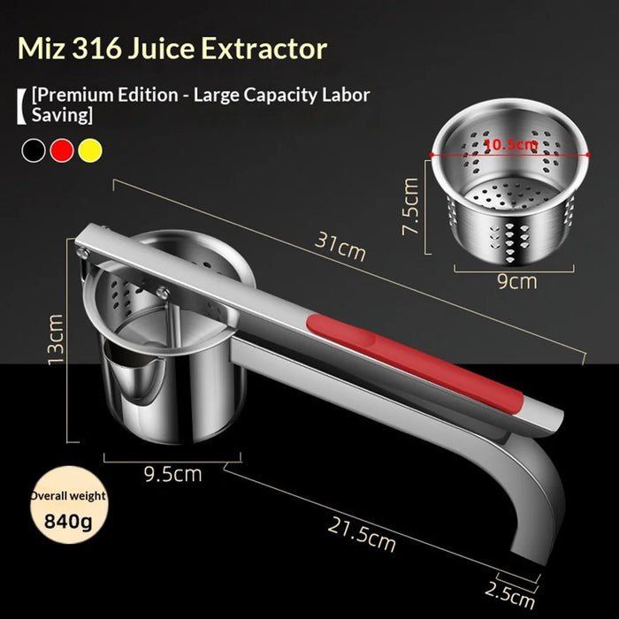 316L Stainless Steel Manual Juicer Hand Press Citrus Orange Fruit Extractor for Kitchen (BPA Free, No FDA) - 7