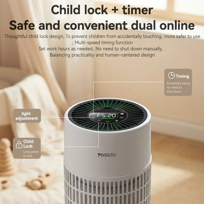 YESIDO EC39 4 in 1 Filter Air Purifier PM2.5 Detection Multi-Mode Desktop Purifier for Home Office - EU Plug - 4