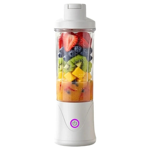 BDL-010 3.7V Rechargeable 450ml 12-Blade Wireless Portable Juicer Cup 2 in 1 Sports Water Bottle (BPA Free, No FDA) - White - 1