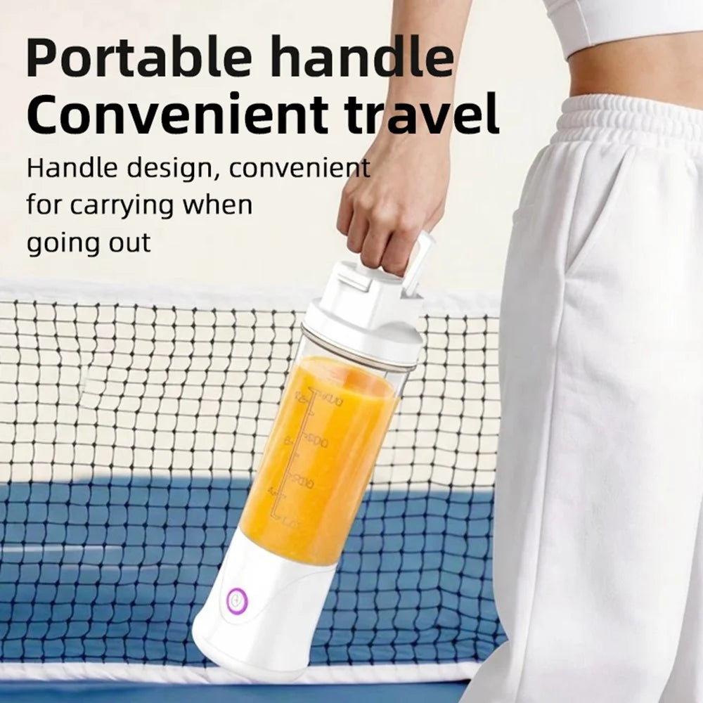 BDL-010 3.7V Rechargeable 450ml 12-Blade Wireless Portable Juicer Cup 2 in 1 Sports Water Bottle (BPA Free, No FDA) - White - 6