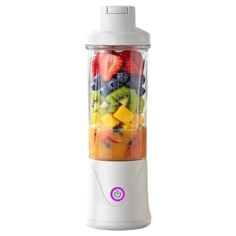 BDL-010pro 7.4V Rechargeable 450ml 22-Blade Juicer Cup 2 in 1 Portable Water Bottle for Fitness (BPA Free, No FDA) - White - 1