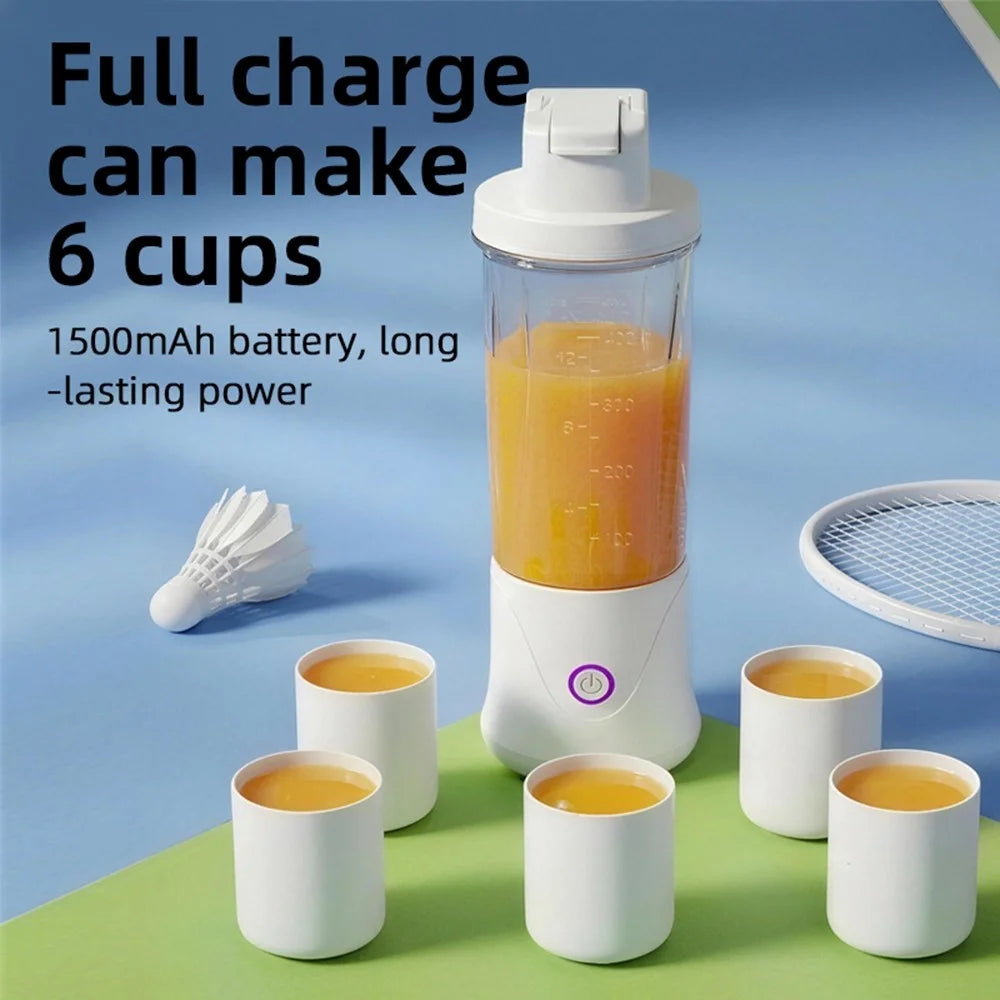 BDL-010pro 7.4V Rechargeable 450ml 22-Blade Juicer Cup 2 in 1 Portable Water Bottle for Fitness (BPA Free, No FDA) - White - 4