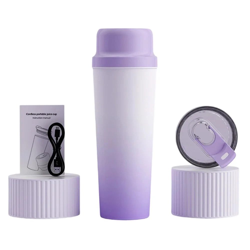 BDL-009 Cordless Portable Juicer 2 in 1 Blender 650ml 304 Stainless Steel 21000RPM for Outdoor (BPA Free, No FDA) - Gradient Purple - 1