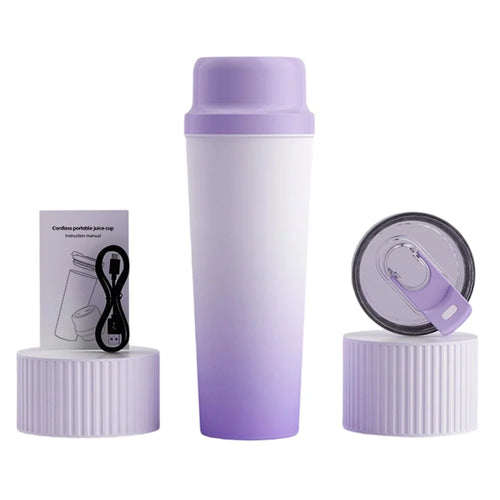 BDL-009 Cordless Portable Juicer 2 in 1 Blender 650ml 304 Stainless Steel 21000RPM for Outdoor (BPA Free, No FDA) - Gradient Purple - 1