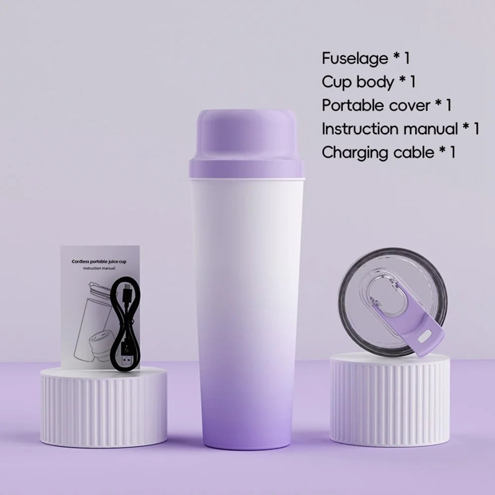 BDL-009 Cordless Portable Juicer 2 in 1 Blender 650ml 304 Stainless Steel 21000RPM for Outdoor (BPA Free, No FDA) - Gradient Purple - 3