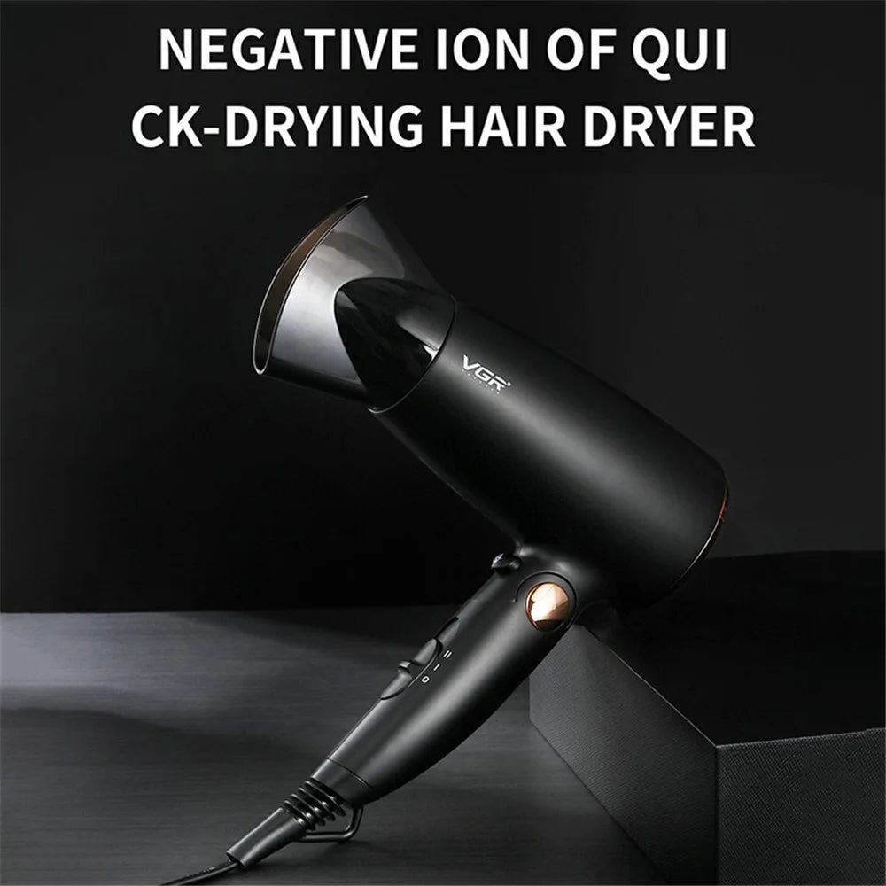 VGR V-439 Folding Handle Hair Dryer 1200W-1600W Portable Hairdryer Powerful Hot Cool Wind Blow Dryer for Hair Care (EU Plug) - 3