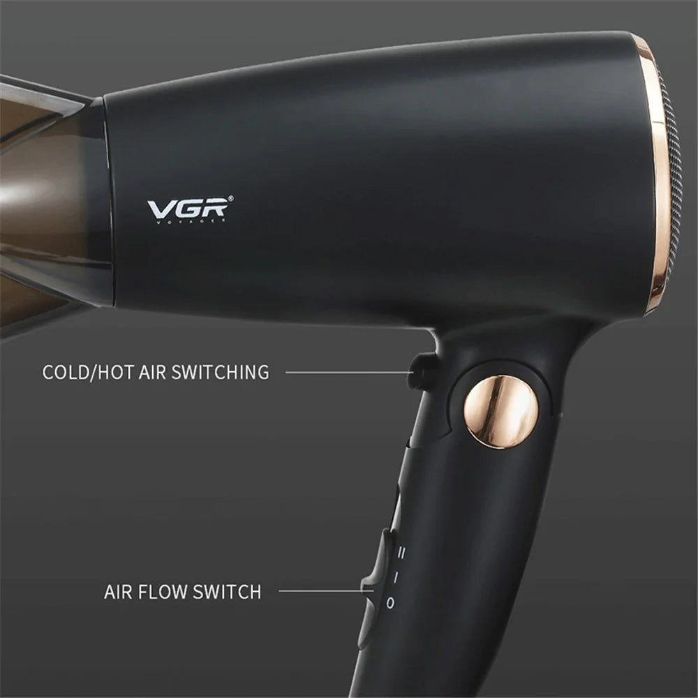 VGR V-439 Folding Handle Hair Dryer 1200W-1600W Portable Hairdryer Powerful Hot Cool Wind Blow Dryer for Hair Care (EU Plug) - 5