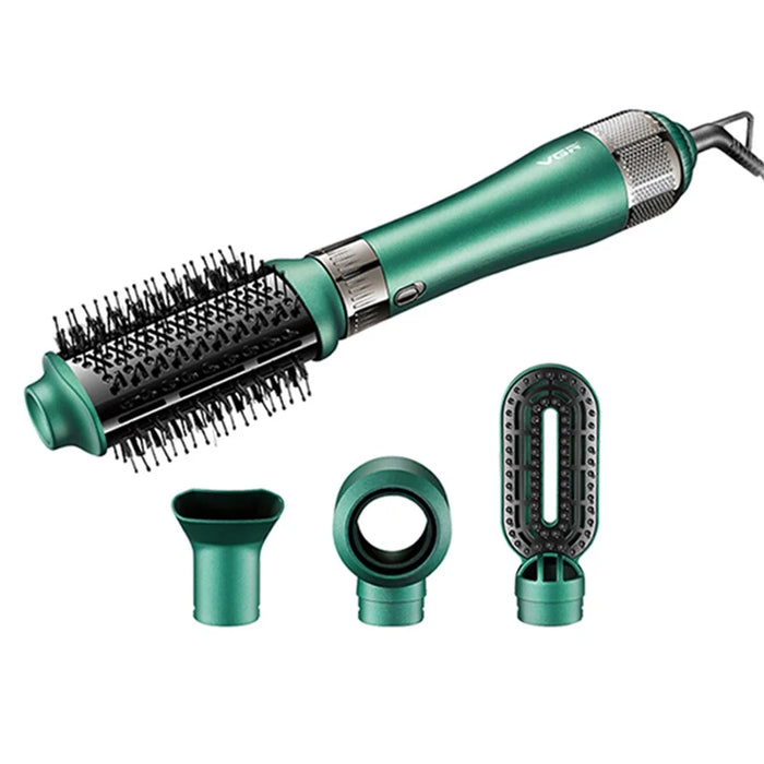 VGR V-493 Hot-Air Hair Brush 4-In-1 Negative Ionic Electric Hot Air Comb with Detachable Hair Curler Straightener Comb Heads (EU Plug) - 1