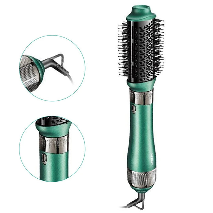 VGR V-493 Hot-Air Hair Brush 4-In-1 Negative Ionic Electric Hot Air Comb with Detachable Hair Curler Straightener Comb Heads (EU Plug) - 2