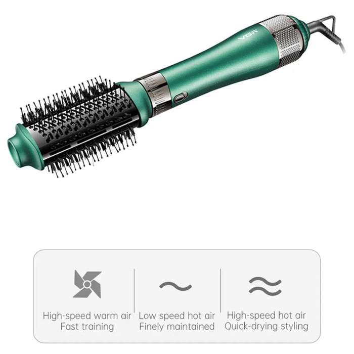 VGR V-493 Hot-Air Hair Brush 4-In-1 Negative Ionic Electric Hot Air Comb with Detachable Hair Curler Straightener Comb Heads (EU Plug) - 7