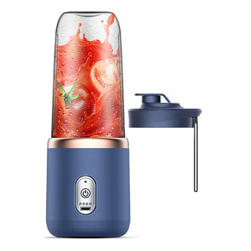 6 Blade Portable Juicer Cup USB Smoothie Blender Wireless Fruit Squeezer, with Cup Lid (BPA Free, No FDA Certificate) - Blue - 1