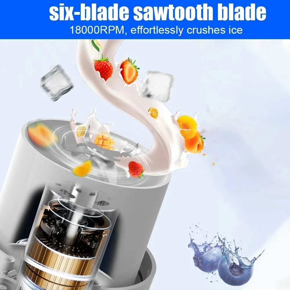 A10 AS Plastic Juice Blender USB Rechargeable Juicer Water Bottle Cup (BPA-Free, FDA Certified) - White - 4
