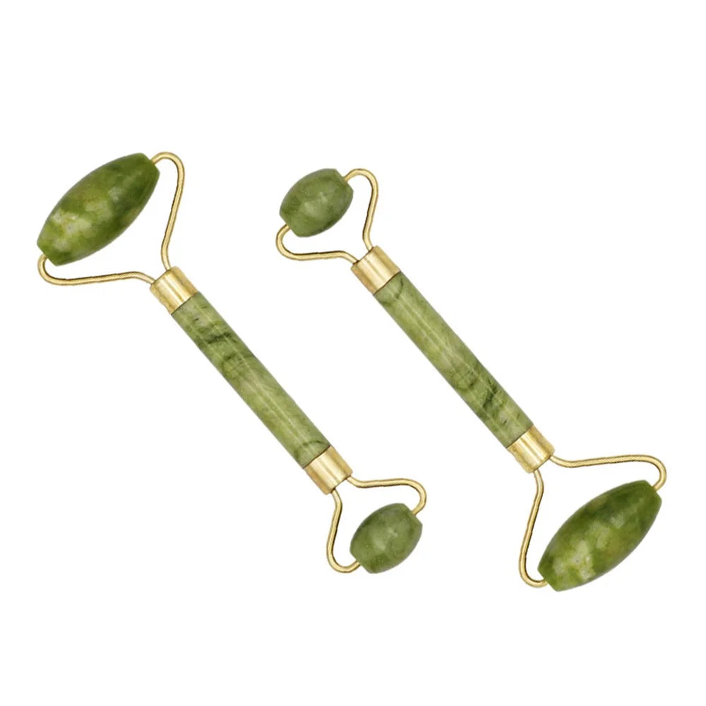 Natural Jade Massage Roller + Guasha Scraper Face Slimming Anti-Aging Puffy Eyes Neck Facial Skin Care Tools - 2