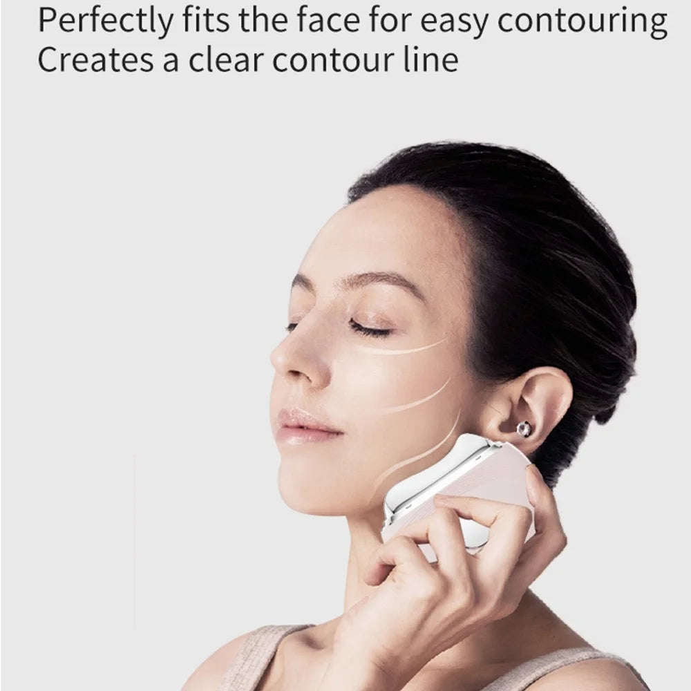GS02 Hot Cold Microcurrent Face Neck Beauty Instrument Vibration Massage LED Red Blue Light Scraping Device - White - 3