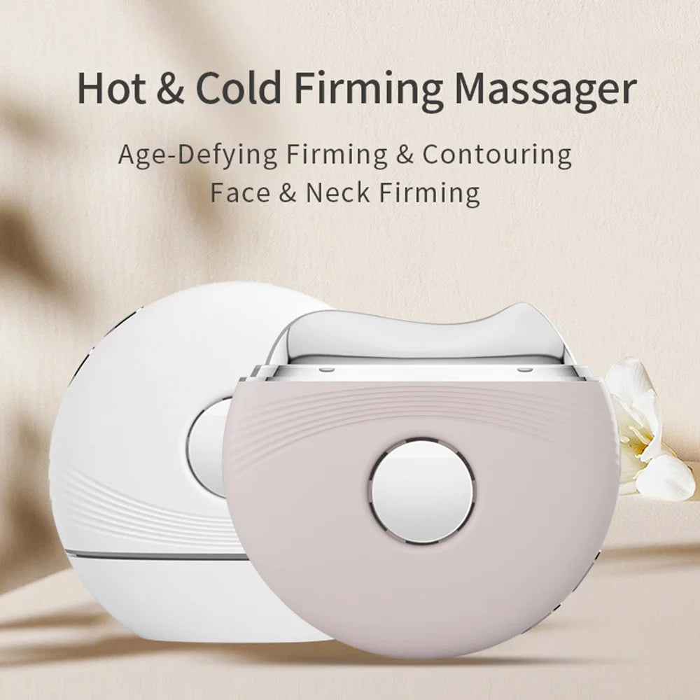 GS02 Hot Cold Microcurrent Face Neck Beauty Instrument Vibration Massage LED Red Blue Light Scraping Device - White - 5