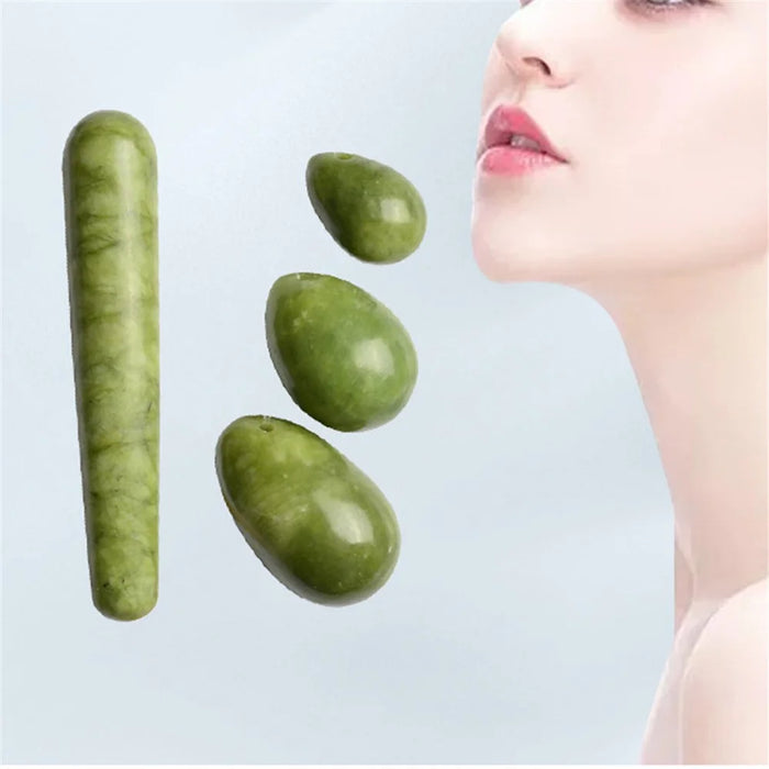 Jade Eggs Massage Stick Beauty Roller Face Body Muscle Massager Health Care Tools Set - 1