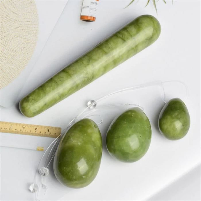 Jade Eggs Massage Stick Beauty Roller Face Body Muscle Massager Health Care Tools Set - 4