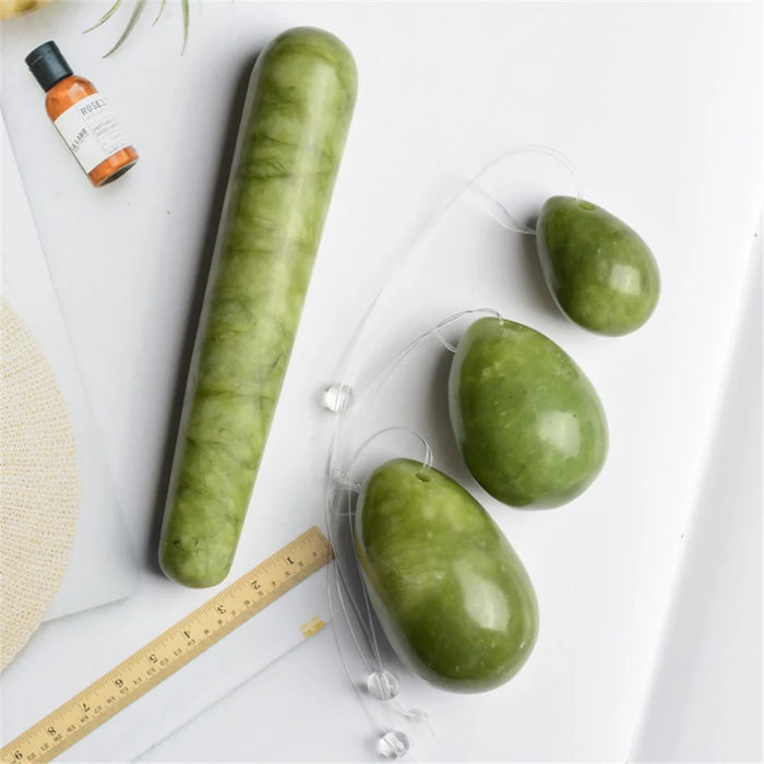 Jade Eggs Massage Stick Beauty Roller Face Body Muscle Massager Health Care Tools Set - 6