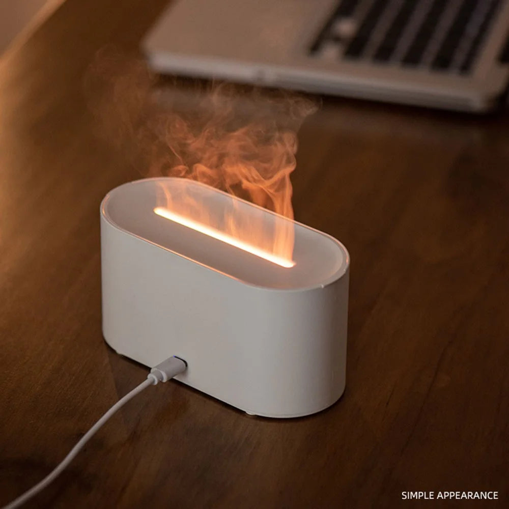 HY02 Flame Aroma Diffuser Mini Humidifier with Colorful Breathing Light - White - 6