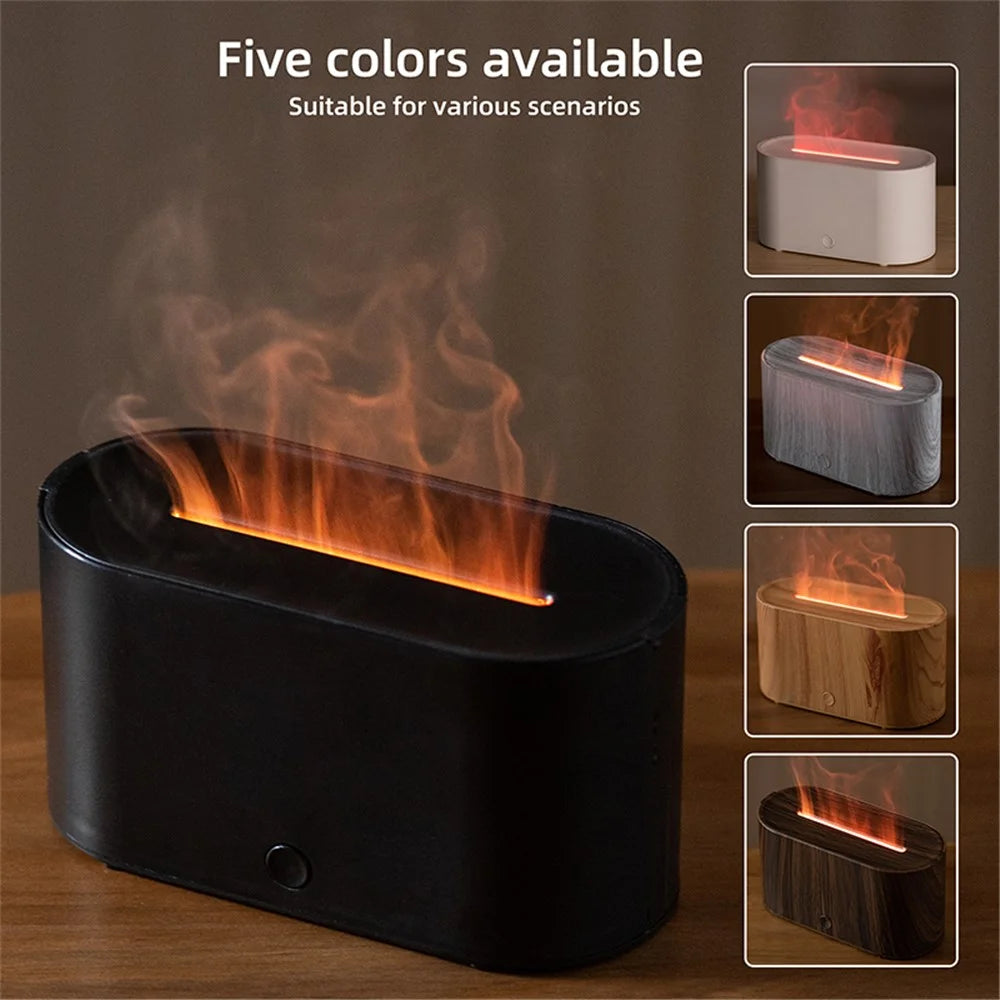HY02 Flame Aroma Diffuser Mini Humidifier with Colorful Breathing Light - White - 7