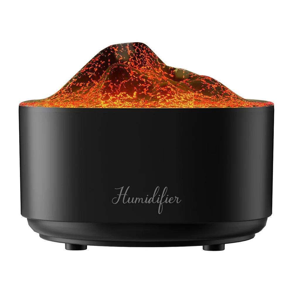 Simulated Volcano Nano Mist Humidifier 1500ml Water Tank Aroma Diffuser with Atmosphere Light - Black - 1