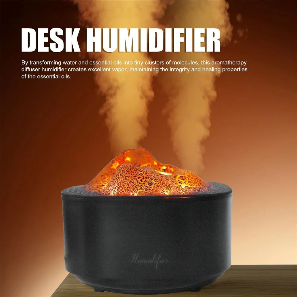 Simulated Volcano Nano Mist Humidifier 1500ml Water Tank Aroma Diffuser with Atmosphere Light - Black - 2