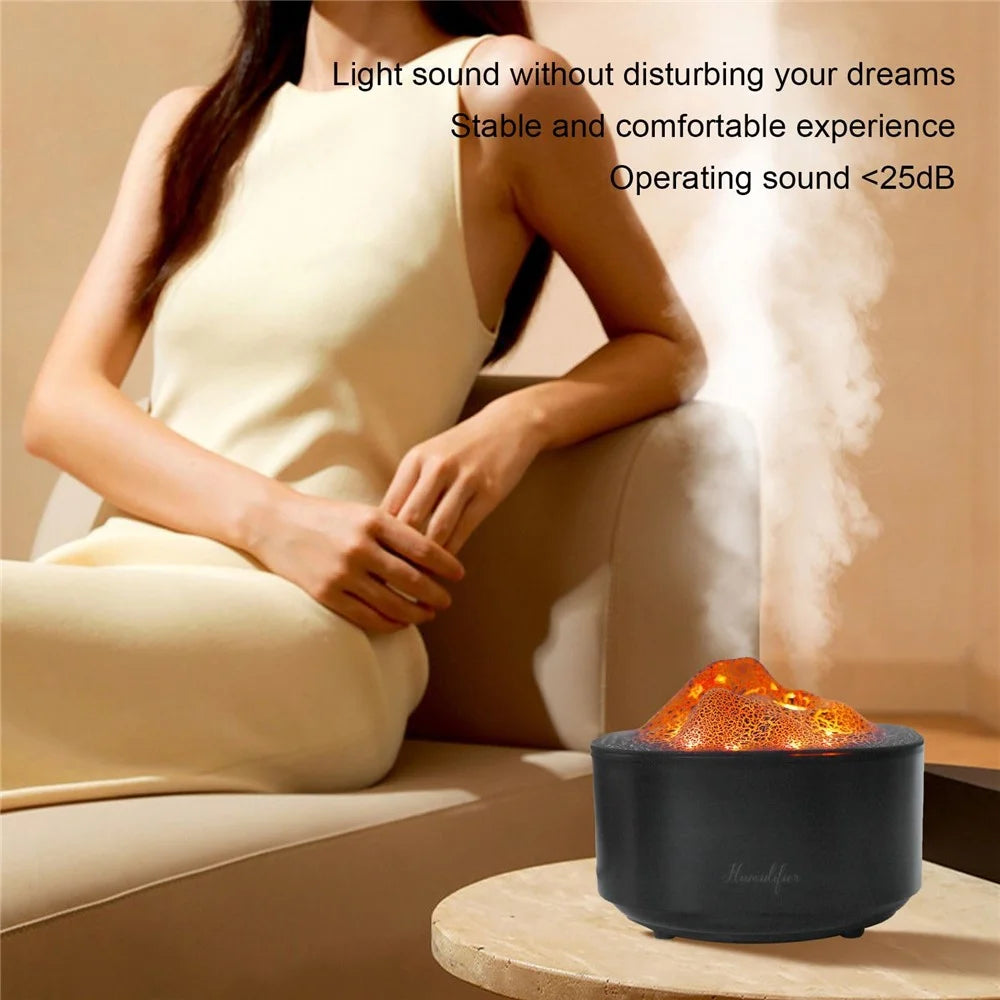 Simulated Volcano Nano Mist Humidifier 1500ml Water Tank Aroma Diffuser with Atmosphere Light - Black - 3