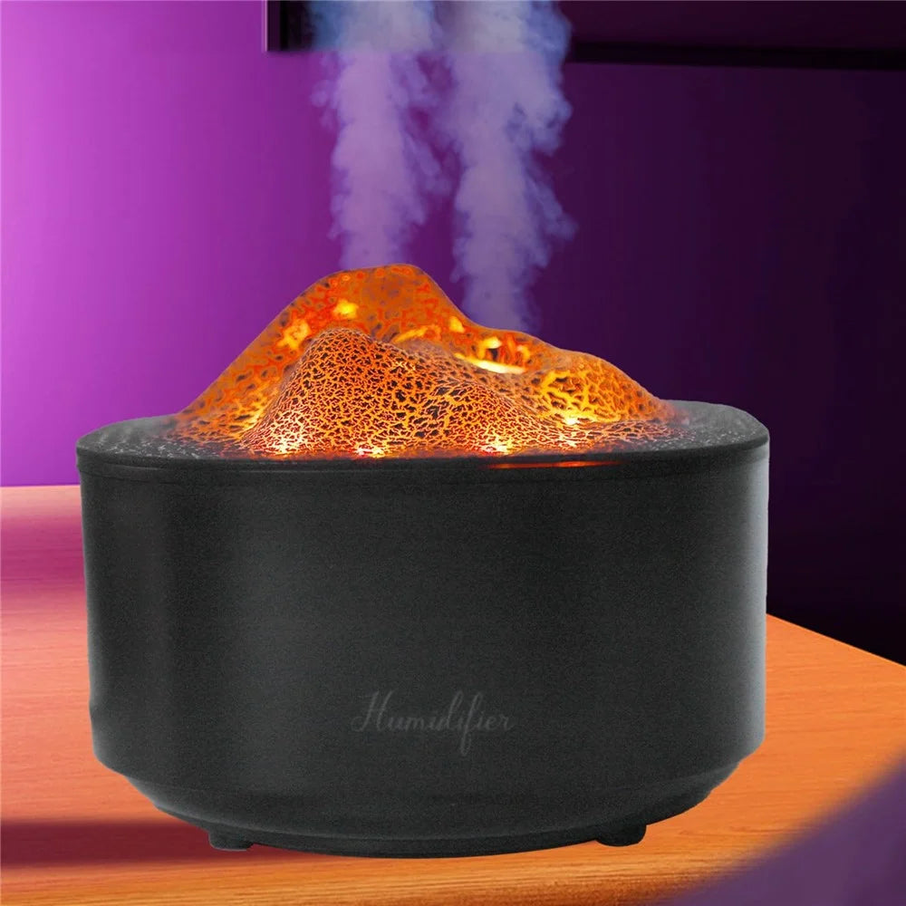Simulated Volcano Nano Mist Humidifier 1500ml Water Tank Aroma Diffuser with Atmosphere Light - Black - 7