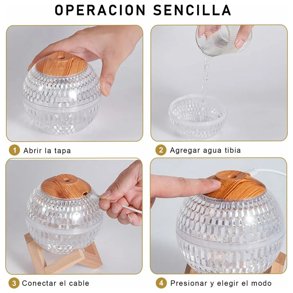 350ML Home Bedroom Crystal Ball Humidifier Desktop Colorful Atmosphere Light ABS Night Light - 5