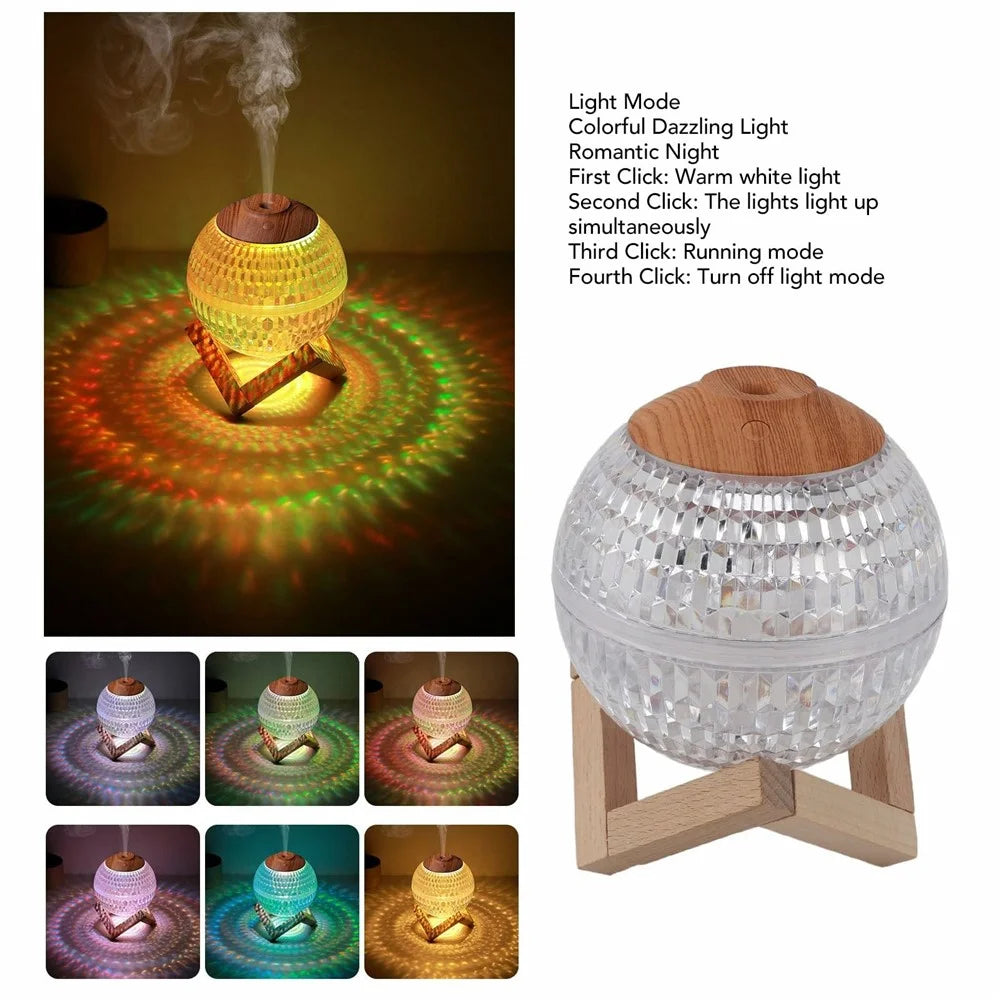 350ML Home Bedroom Crystal Ball Humidifier Desktop Colorful Atmosphere Light ABS Night Light - 6