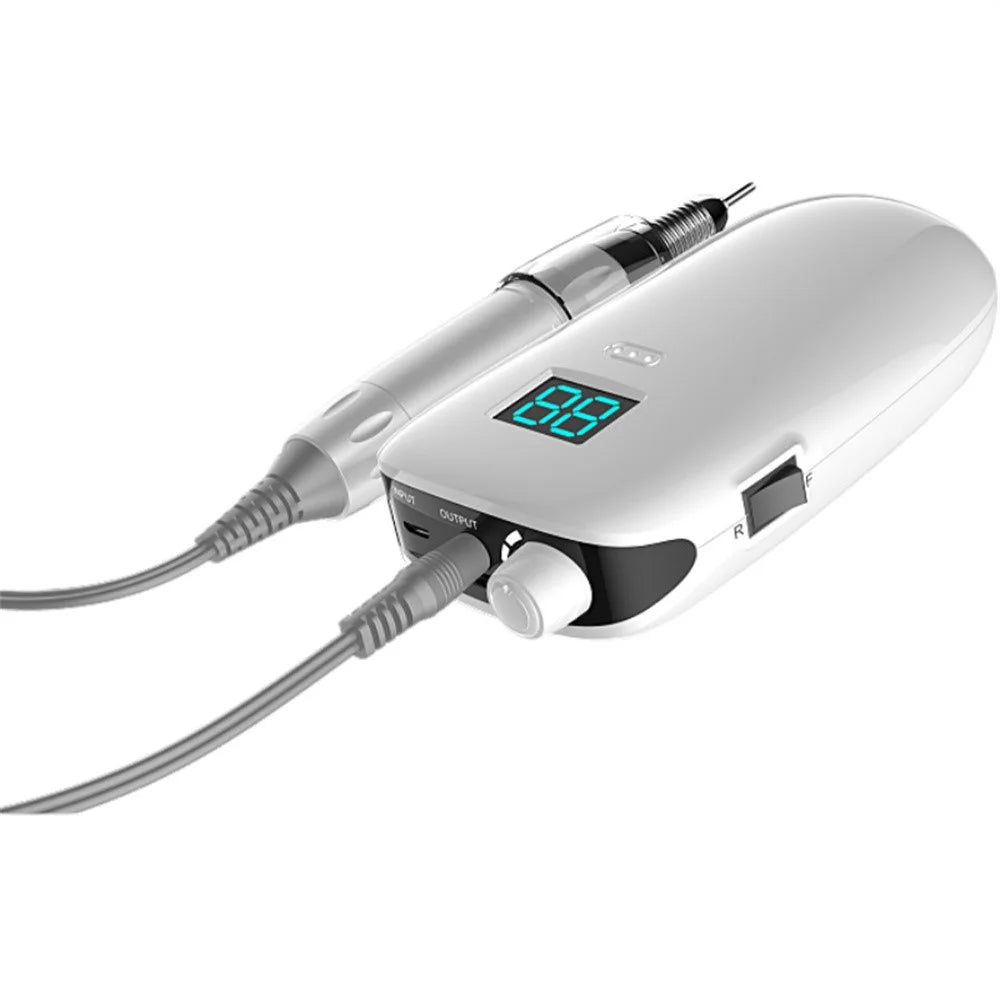 8002 Portable Electric Nail Polisher 35000 RPM Nail Grinding Machine Nail Polish Remover with Wireless Charger - White - 3