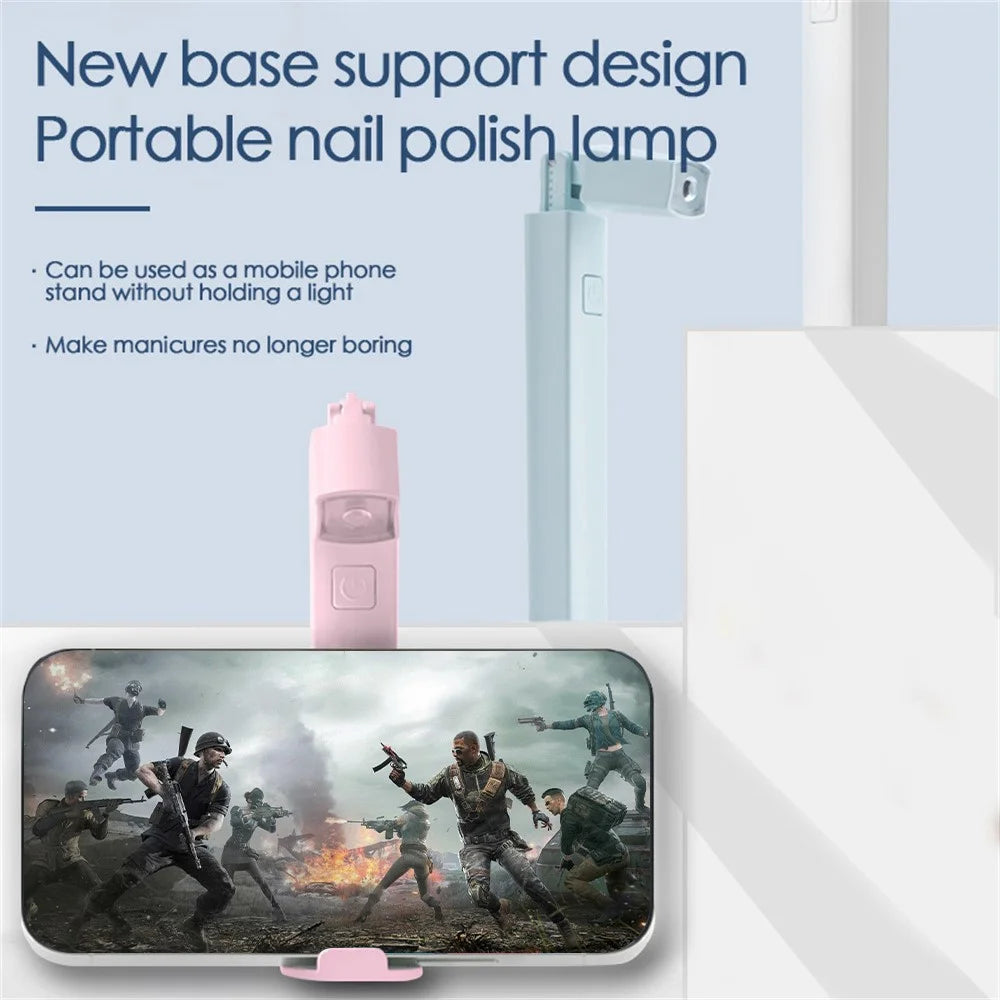 105Pro Foldable Handheld Manicure Lamp Portable Mini Quick-Drying Nail Polish Curing Light - Light Pink - 3