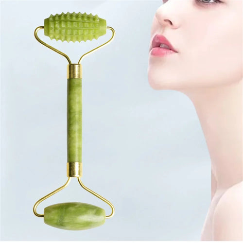 Double Head Natural Jade Stone Facial Massage Roller Skin Relaxation Face Lift Slimming Tool - 1