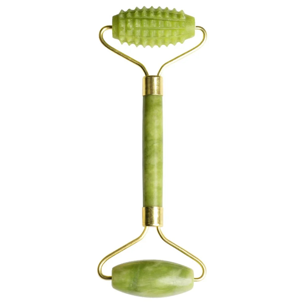 Double Head Natural Jade Stone Facial Massage Roller Skin Relaxation Face Lift Slimming Tool - 2