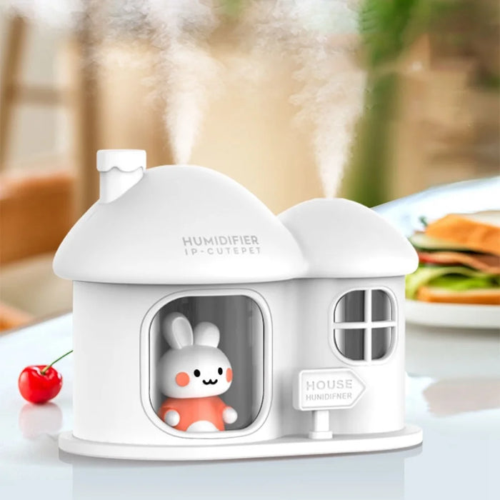 Rabbit House USB Humidifier Dual Mist Diffuser with Ambient Light - White - 3