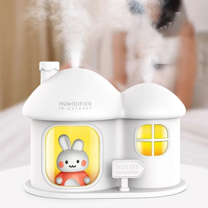 Rabbit House USB Humidifier Dual Mist Diffuser with Ambient Light - White - 4