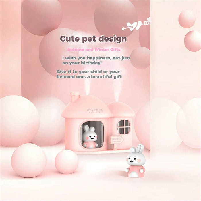 Rabbit House USB Humidifier Dual Mist Diffuser with Ambient Light - White - 6