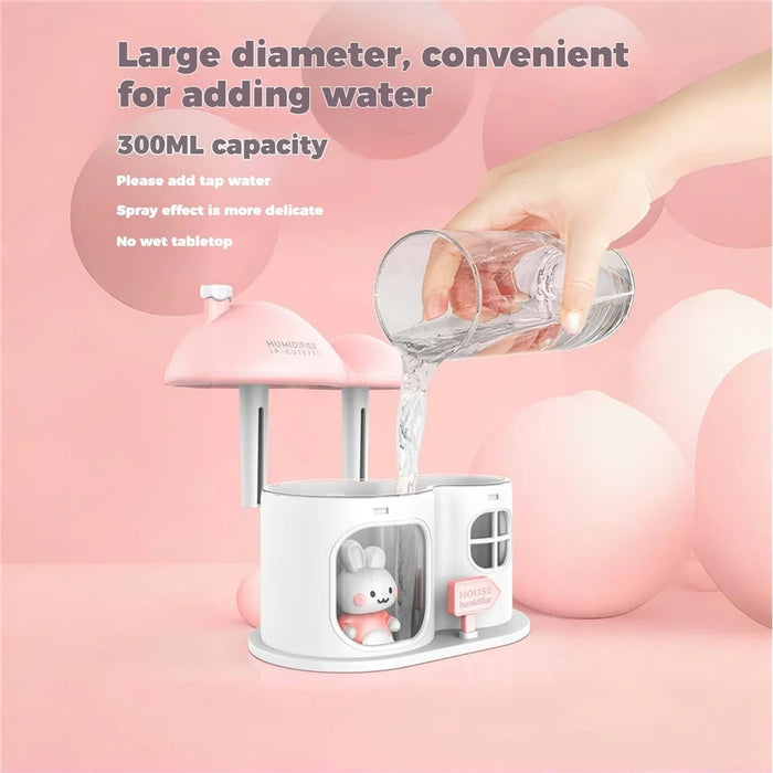 Rabbit House USB Humidifier Dual Mist Diffuser with Ambient Light - White - 7